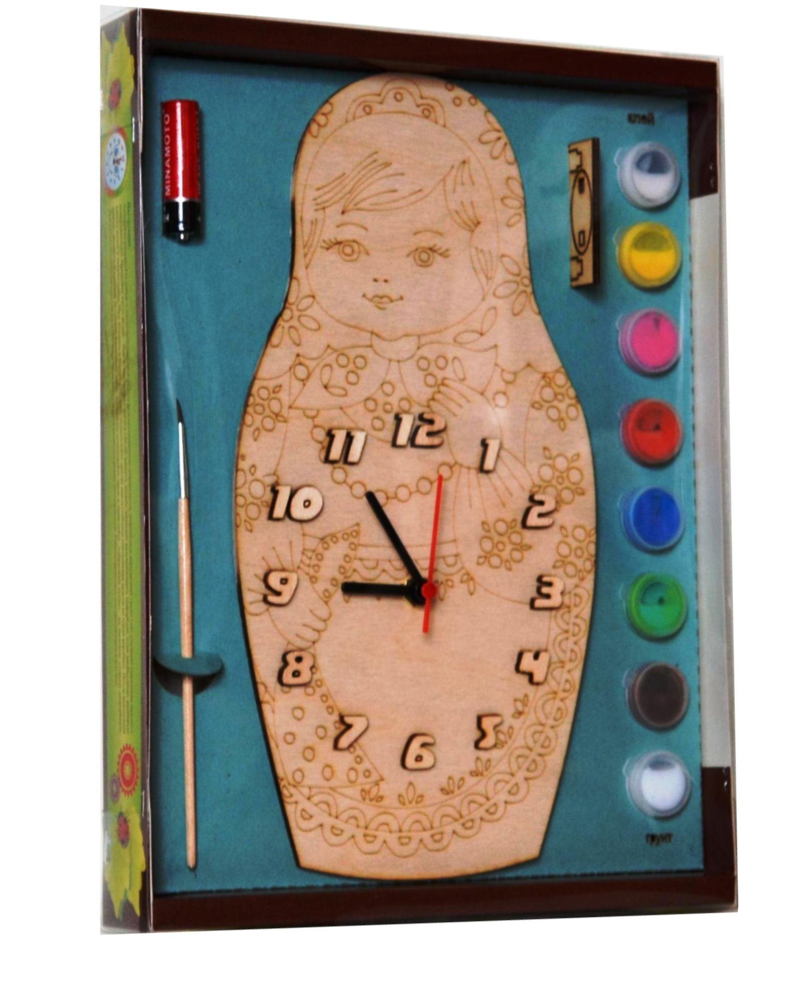 Часы с циферблатом под роспись Матрешка с красками ДНИ125 Бэмби