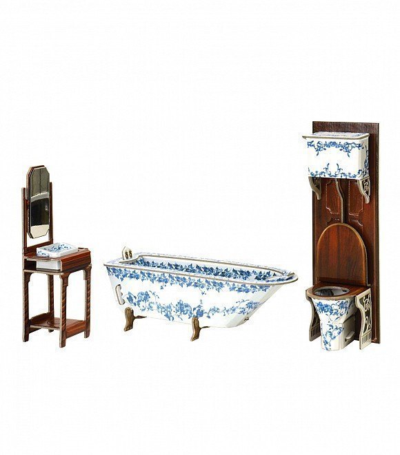 Сборная модель коллекционный набор мебели Ванная комната 331 Умная бумага