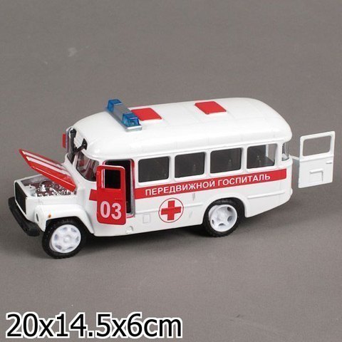 Масштабная модель КАВЗ 3976-автобус Передвижной госпиталь со звуком и светом СТ10-069-2 Технопарк