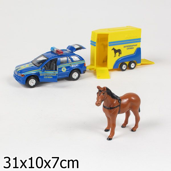 Масштабная модель Ветеринарная служба с прицепом и лошадкой СТ10-027-2 Технопарк