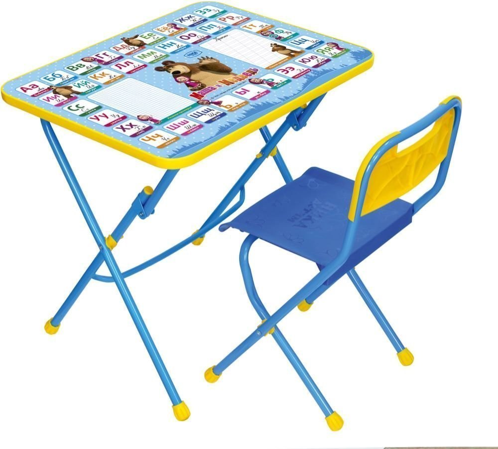 Набор детской мебель стол и стул с пластиковым сиденьем Азбука 1 Маша и Медведь КП 1/КУ1 Ника