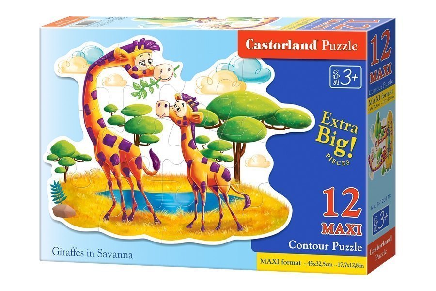 Пазл MAXI контурный Жирафы в Саванне, 12 элементов В-120178 Castorland Касторленд
