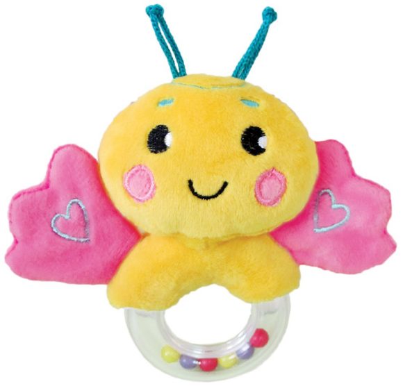 Мягкая игрушка-погремушка Бабочка розовая 939471 Жирафики