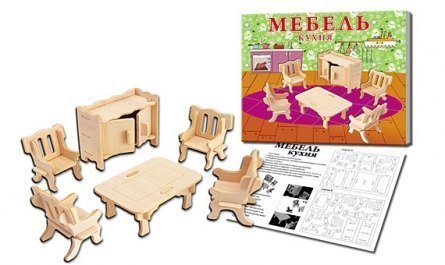 Сборная деревянная модель Мебель Кухня МД-6973 Рыжий кот