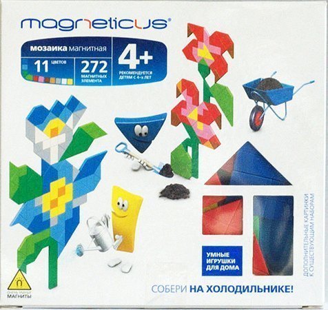 Мозаика магнитная Magneticus Цветы/Сердечки 272 элемента, 11 цветов без поля ИГРуС Magneticus, Магнетикус
