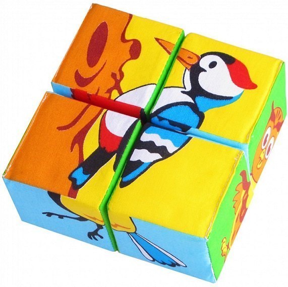 Мягкие кубики Мякиши Собери картинку Птицы 4 шт. Мякиши Фокс