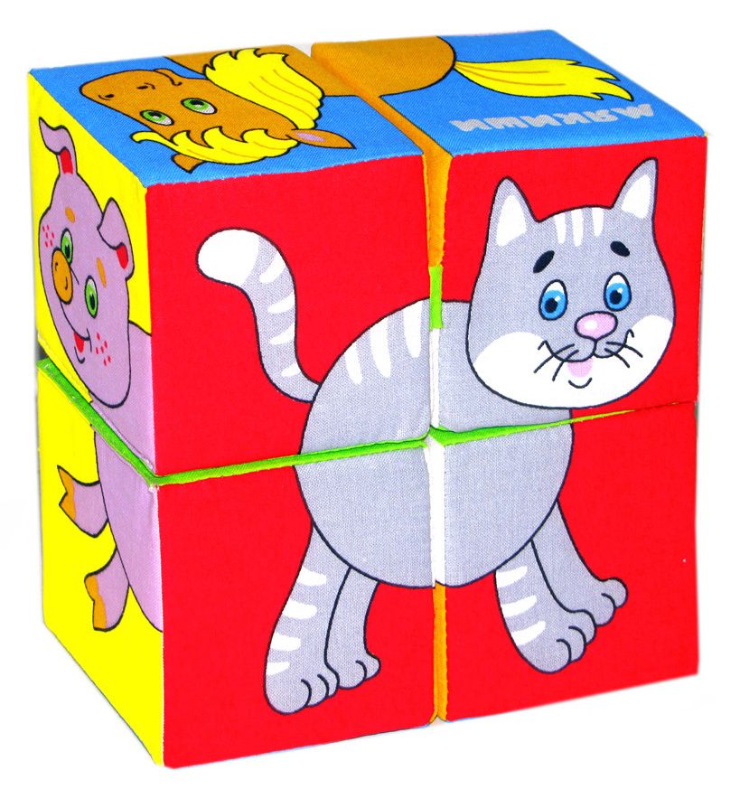 Мягкие кубики Мякиши Собери картинку Домашние животные 4 шт. Мякиши Фокс