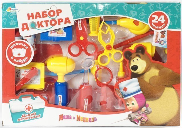 Набор доктора Маша и Медведь с шапочкой 24 предмета A373-H34024-R Играем вместе
