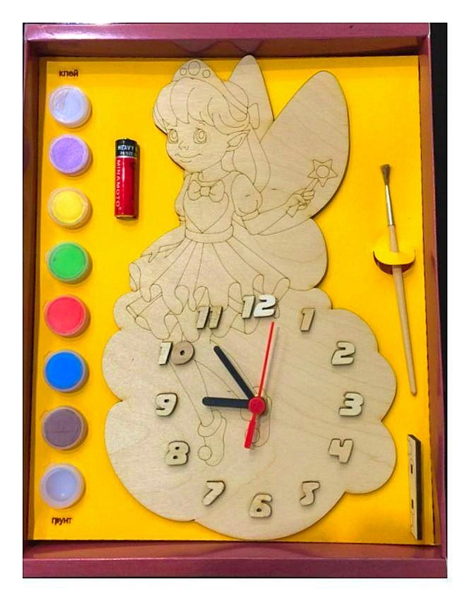 Часы с циферблатом под роспись Фея с красками ДНИ7815 Бэмби