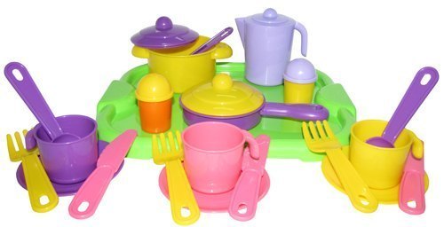 Набор игрушечной посуды Настенька с подносом на 3 персоны 3957 Полесье