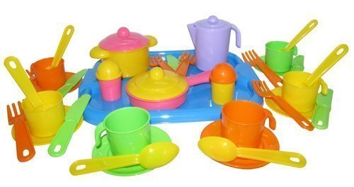 Набор игрушечной посуды Настенька с подносом на 6 персон 3971 Полесье