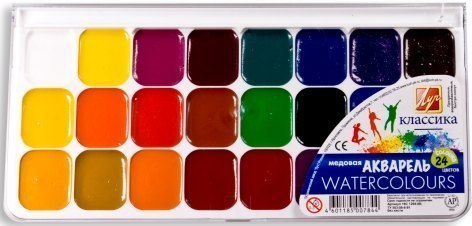 Краски акварельные Классика 24 цветов с кистью 19С 1295-08 Луч