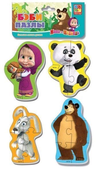 Мягкие пазлы Baby puzzle Маша и Медведь Панда и заяц VT1106-53 Vladi Toys Влади Тойс