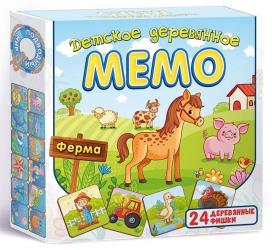 Настольная игра Мемо детское деревянное Ферма (8498)
