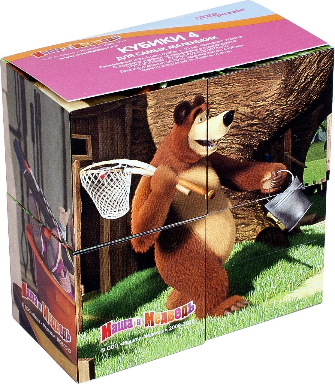 Кубики Маша и Медведь, 4 элемента 87132 Степ пазл Step puzzle