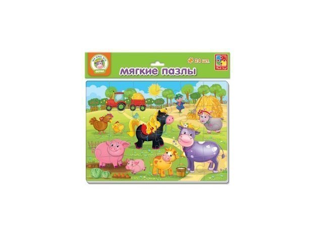 Мягкие пазлы Ферма А4 24 элемента VT1102-14 Vladi Toys Влади Тойс